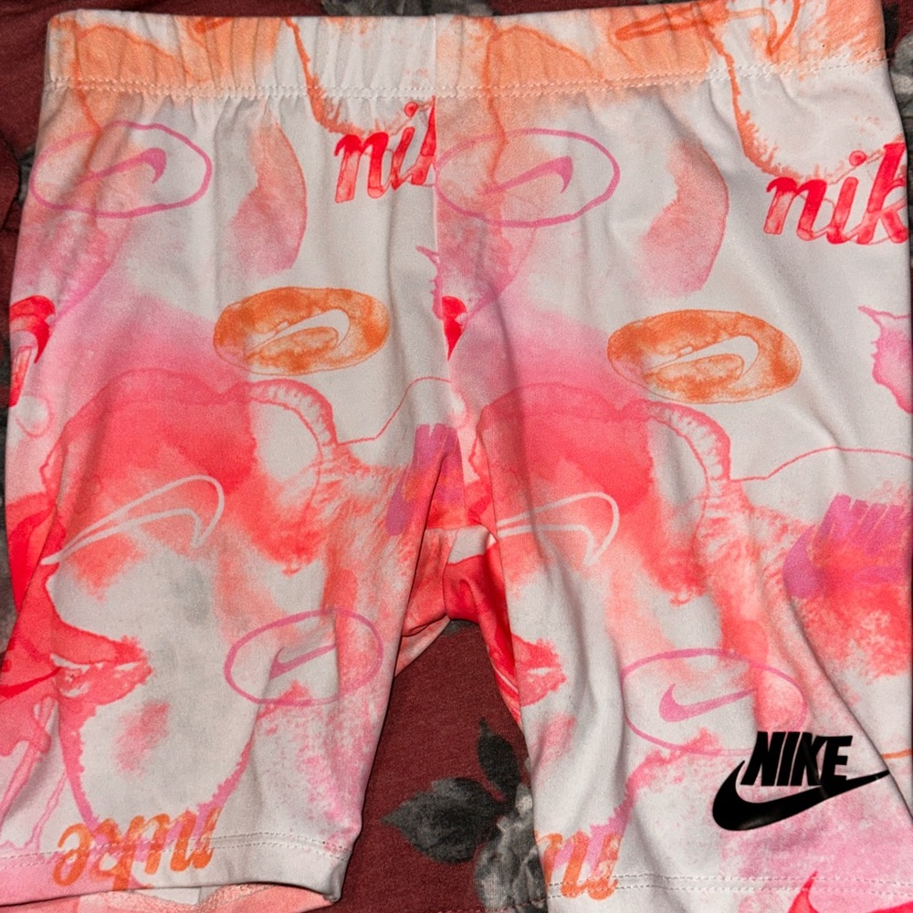 Nike Kids' Vibrant Pink and Orange Shorts